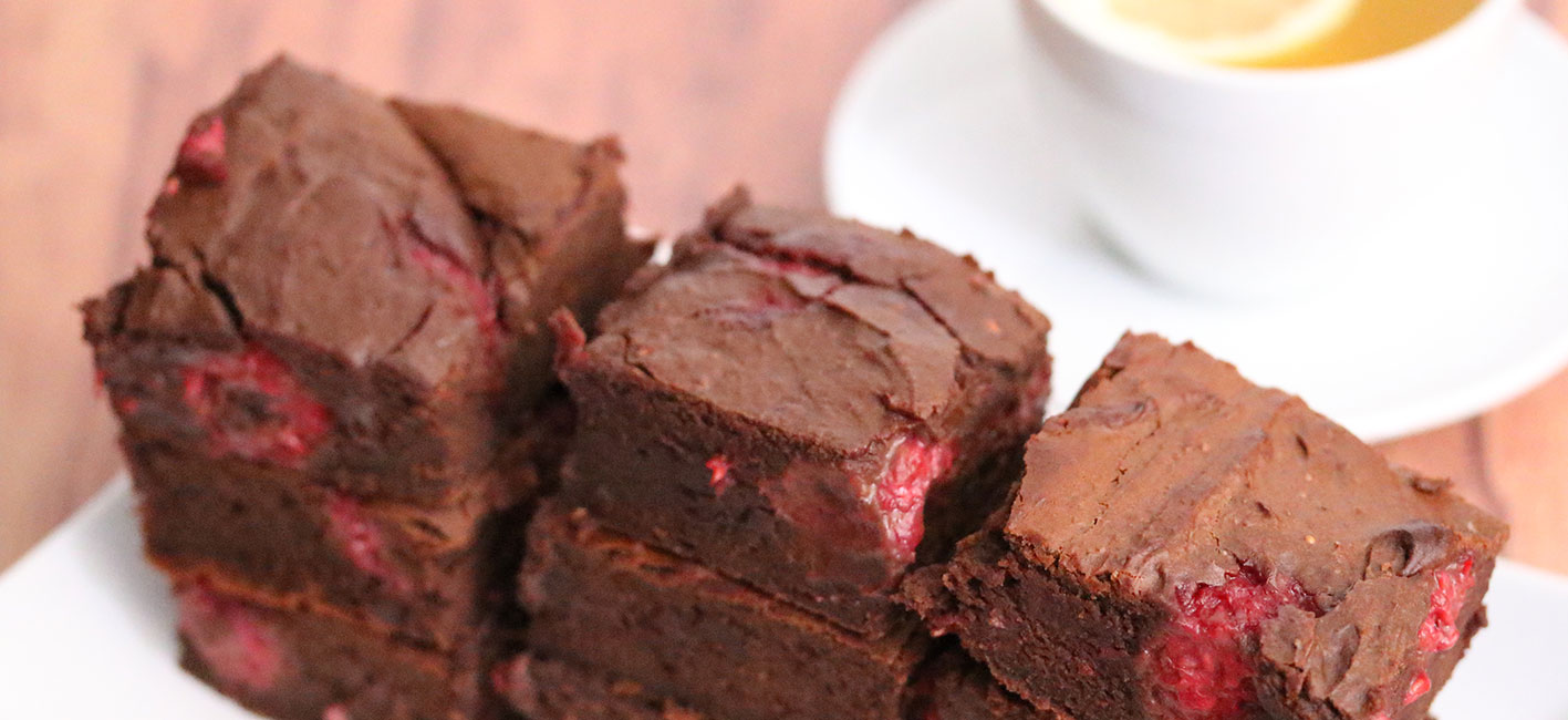 Raspberry Protein Brownies